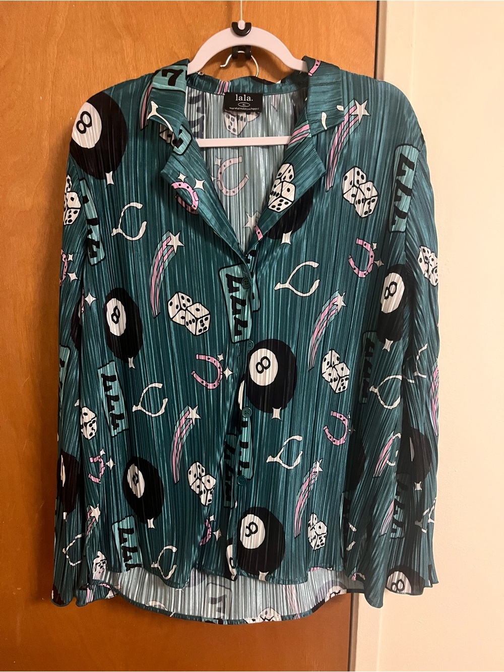 Dressed in LALA Teal Striped 8-Ball & Dice playsuit - Picture 4 of 6